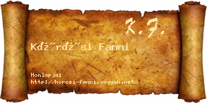 Kőrösi Fanni névjegykártya